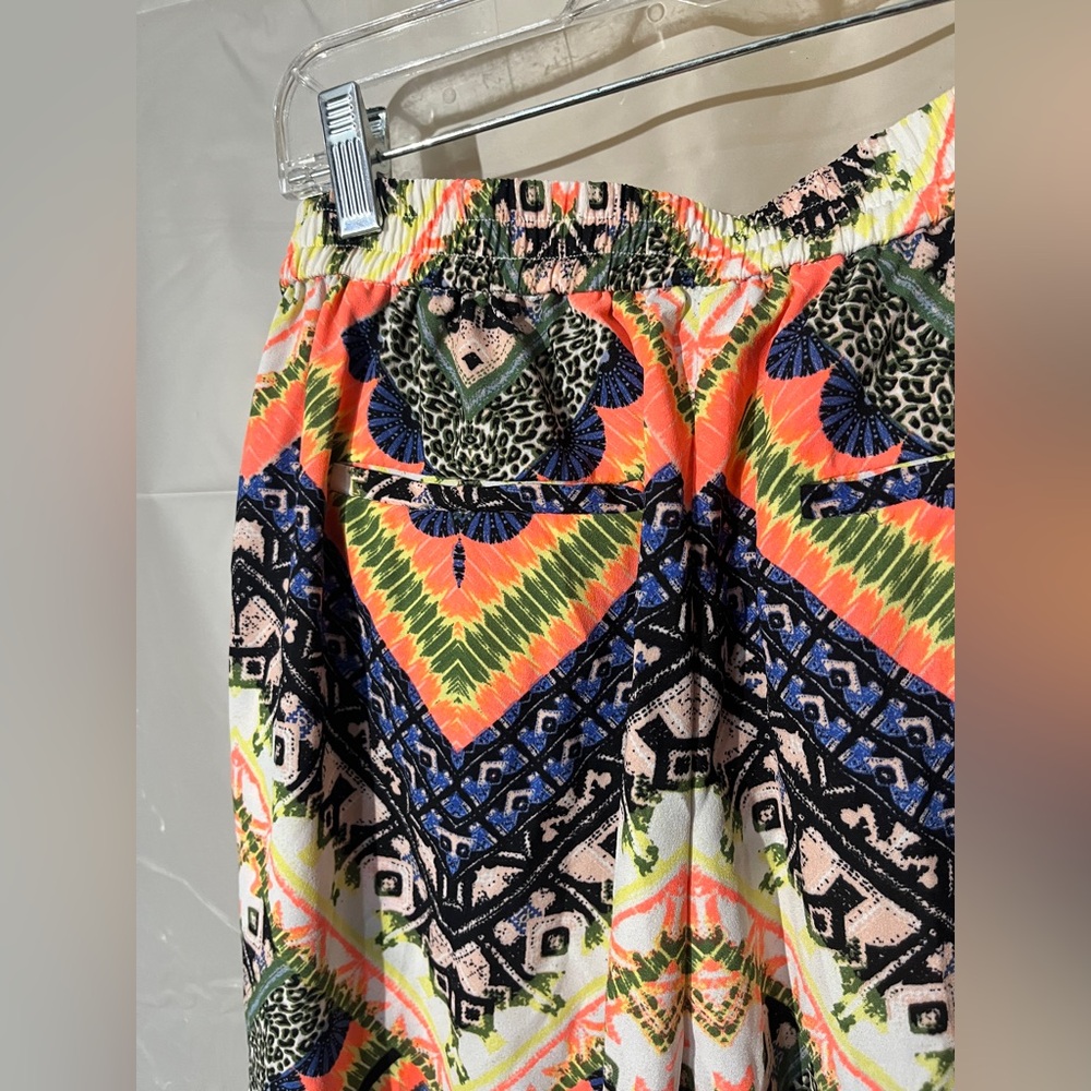 Bebe Multicolor Patterned Wide Leg Pants Size M - image 7